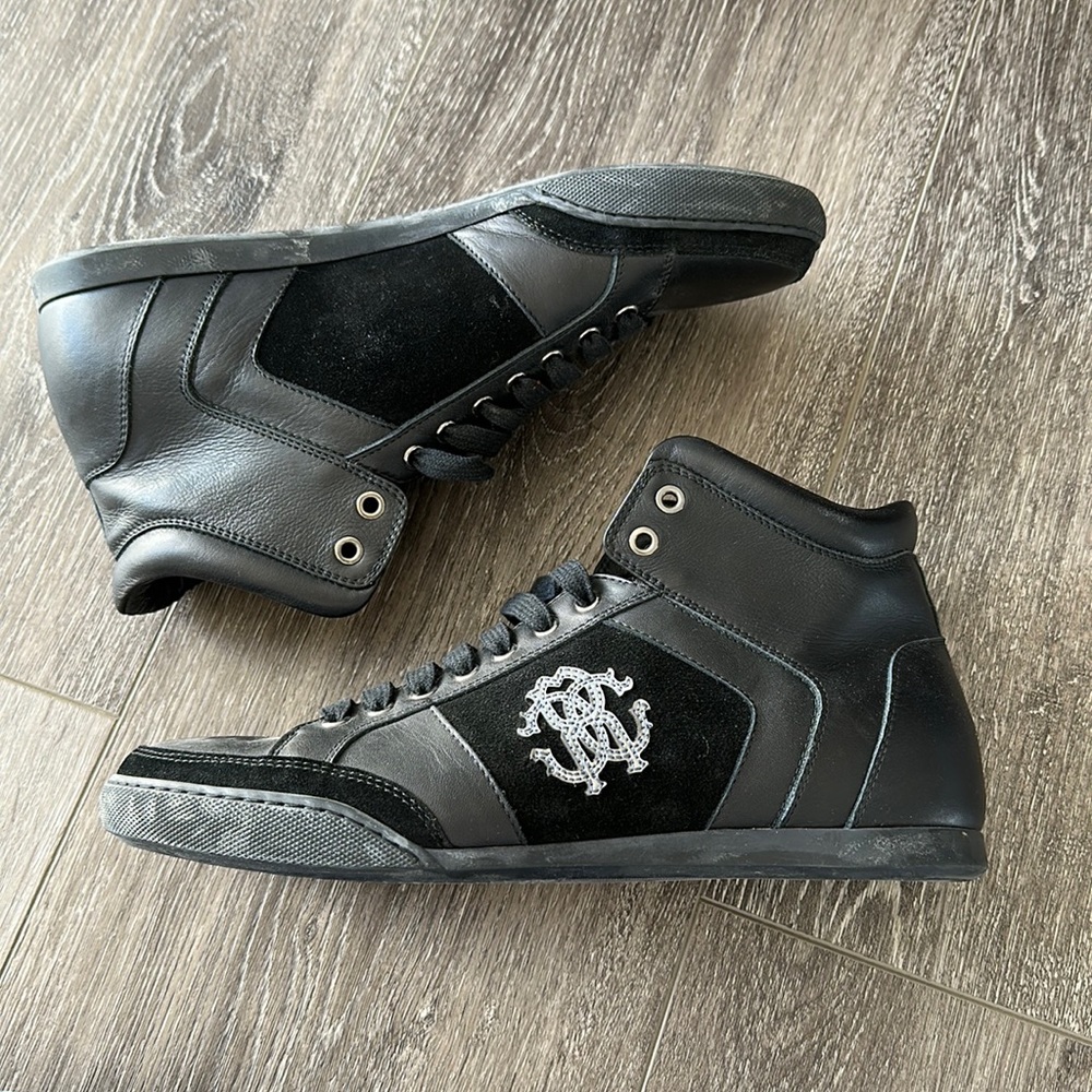 Roberto cavalli Men's Versione H Black Leather Sneakers Shoes